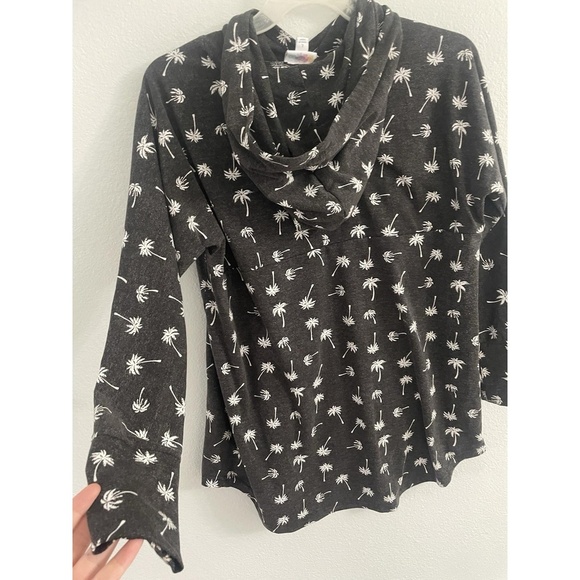 Lularoe Amber Hoodie With Front Pouch Palm Trees Gray Size Large - Picture 6 of 8